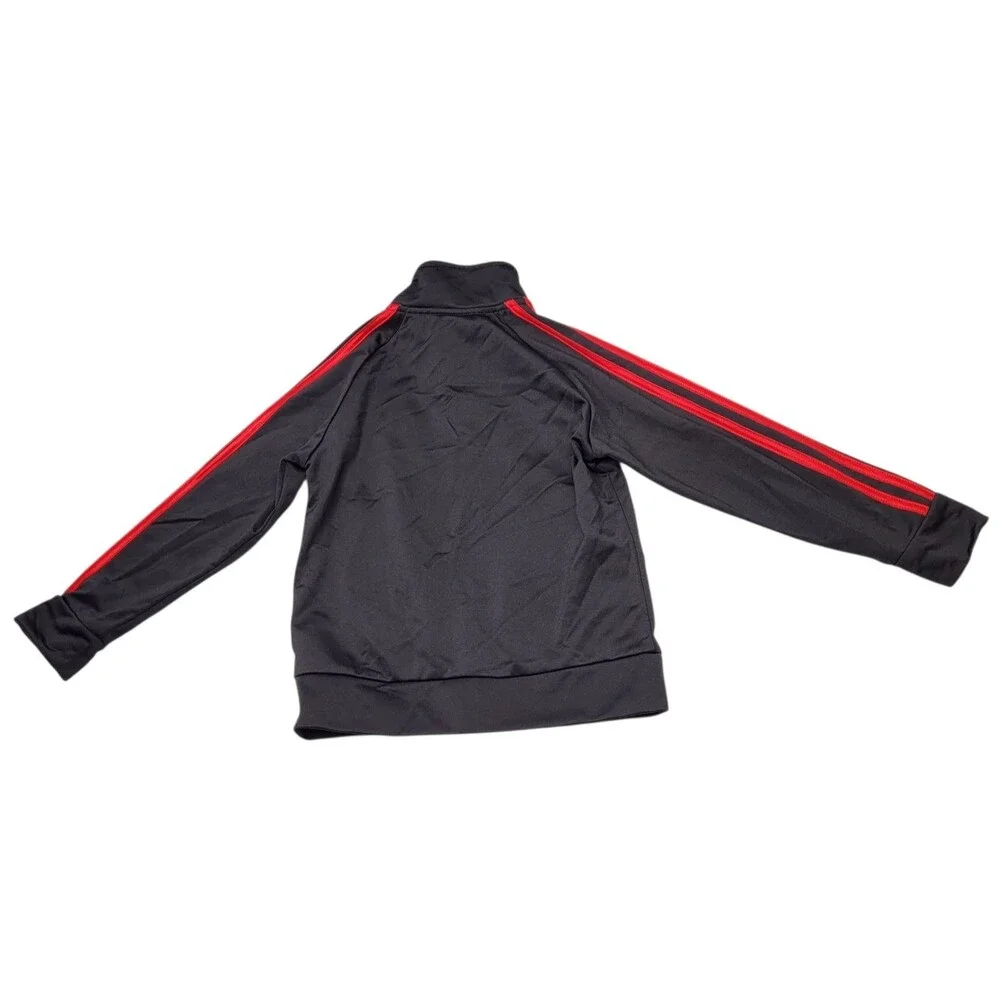 Adidas Toddler Full Zip Track Jacket 3 Red Stripe  Logo Embroidered Black Size 5